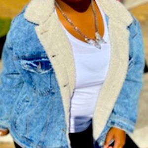 Jean jacket with fur inside.